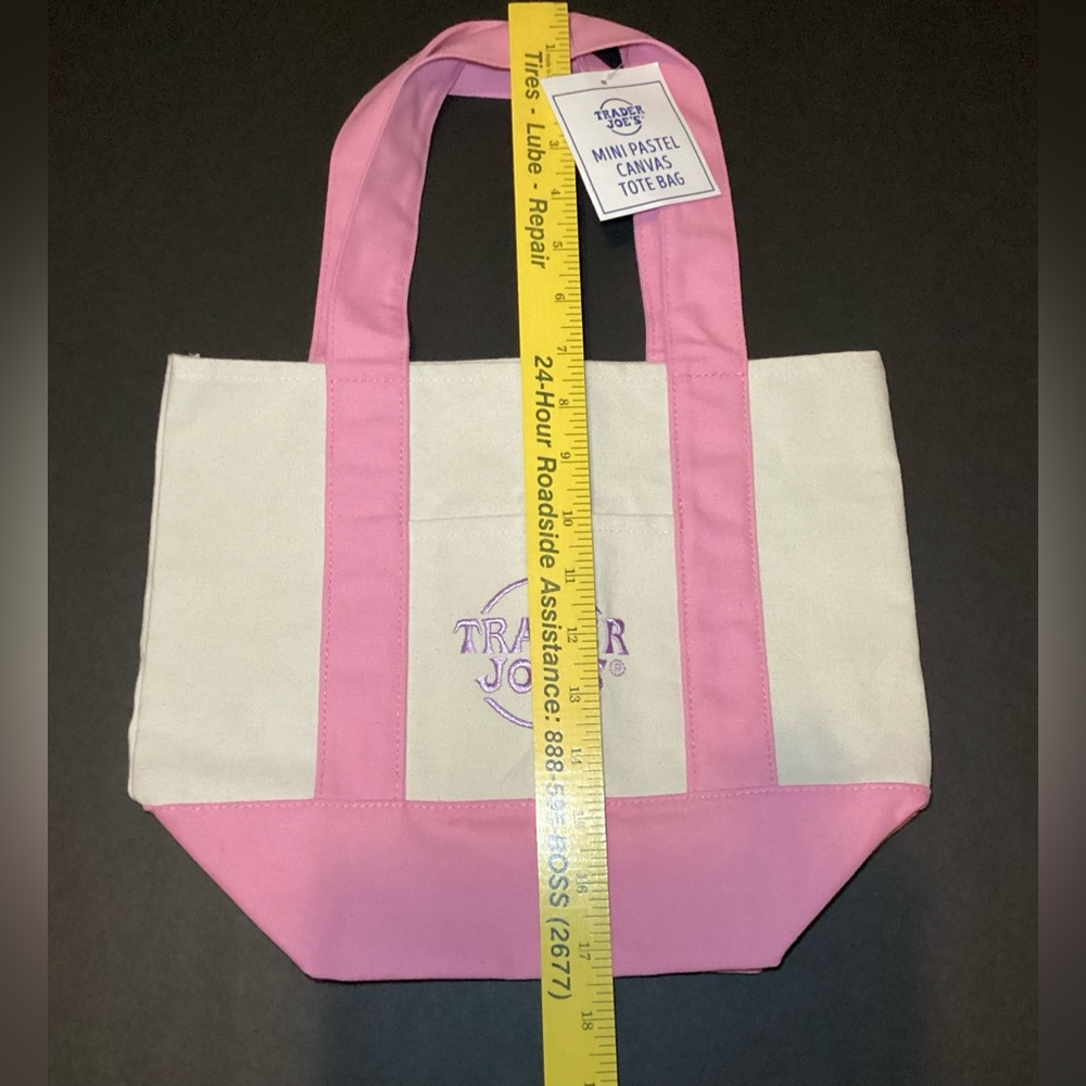 Trader Joe's Pastel Mini Canvas Tote Bag - Picture 2 of 8